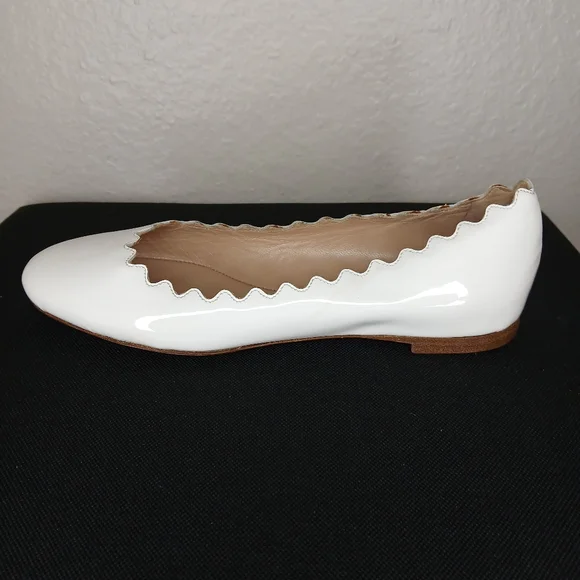 Chloe Lauren Scalloped Ballet Flats white size 5 us almost new cond. no creasing - Picture 4 of 12